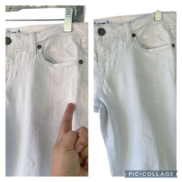 Paige White Skinny Straight Leg Jeans 5 Pocket Zip Fly Button Kylie Crop Size 29 - Picture 4 of 10